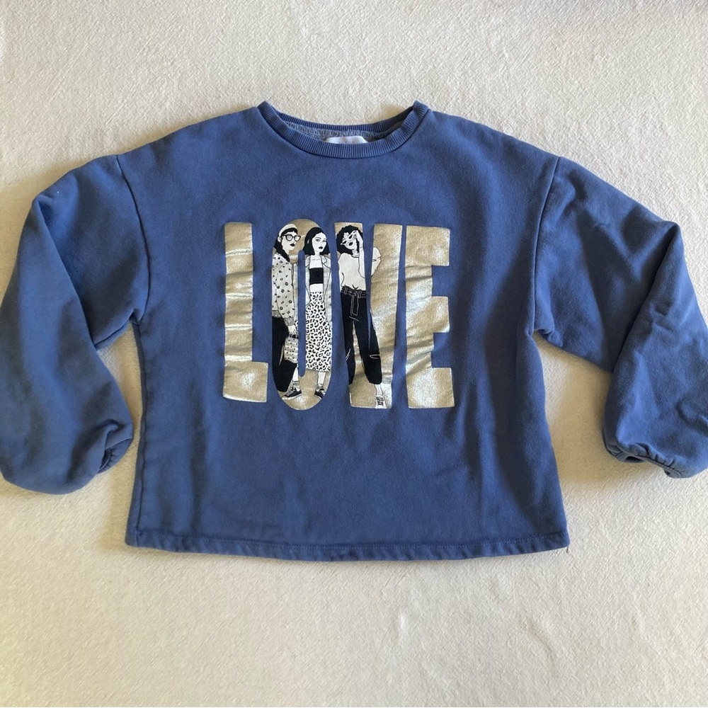 Girls' Blue 'LOVE' Graphic Sweatshirt